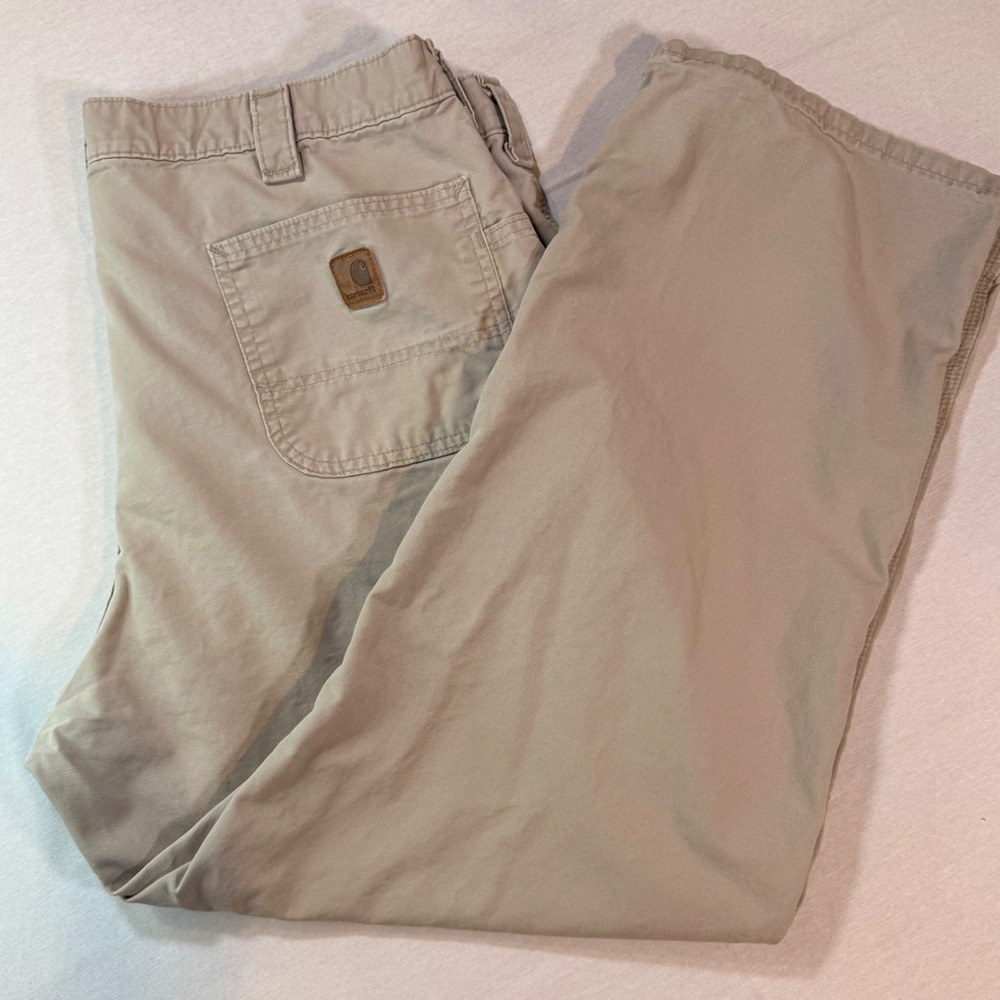 Carhartt Workwear‎ Dungaree 40x31 Tan Canvas Utility Logo Carpenter